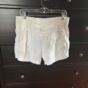 Athleta High Waist Linen Cream Shorts